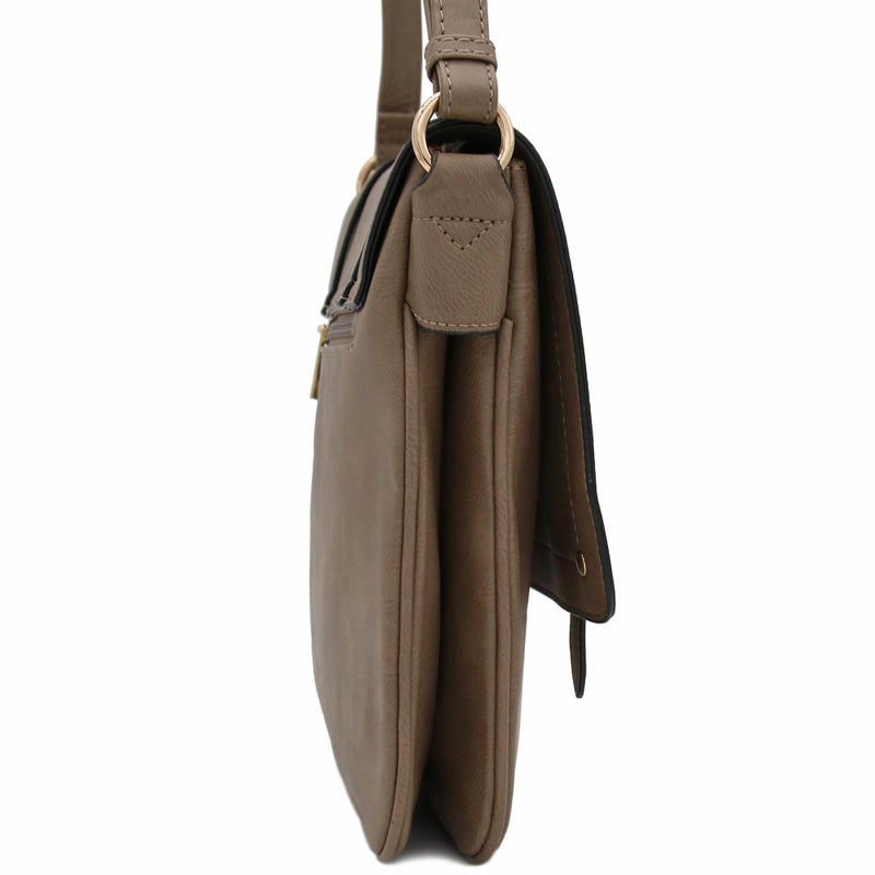 ALYSSA Double Compartment Large Flapover Crossbody Bag (Stone) - Image 4